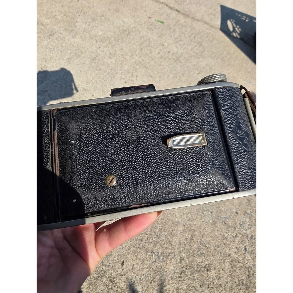 Vintage Agfa PD-16 Folding Camera Black Pebbled Leatherette Antique Collectible
